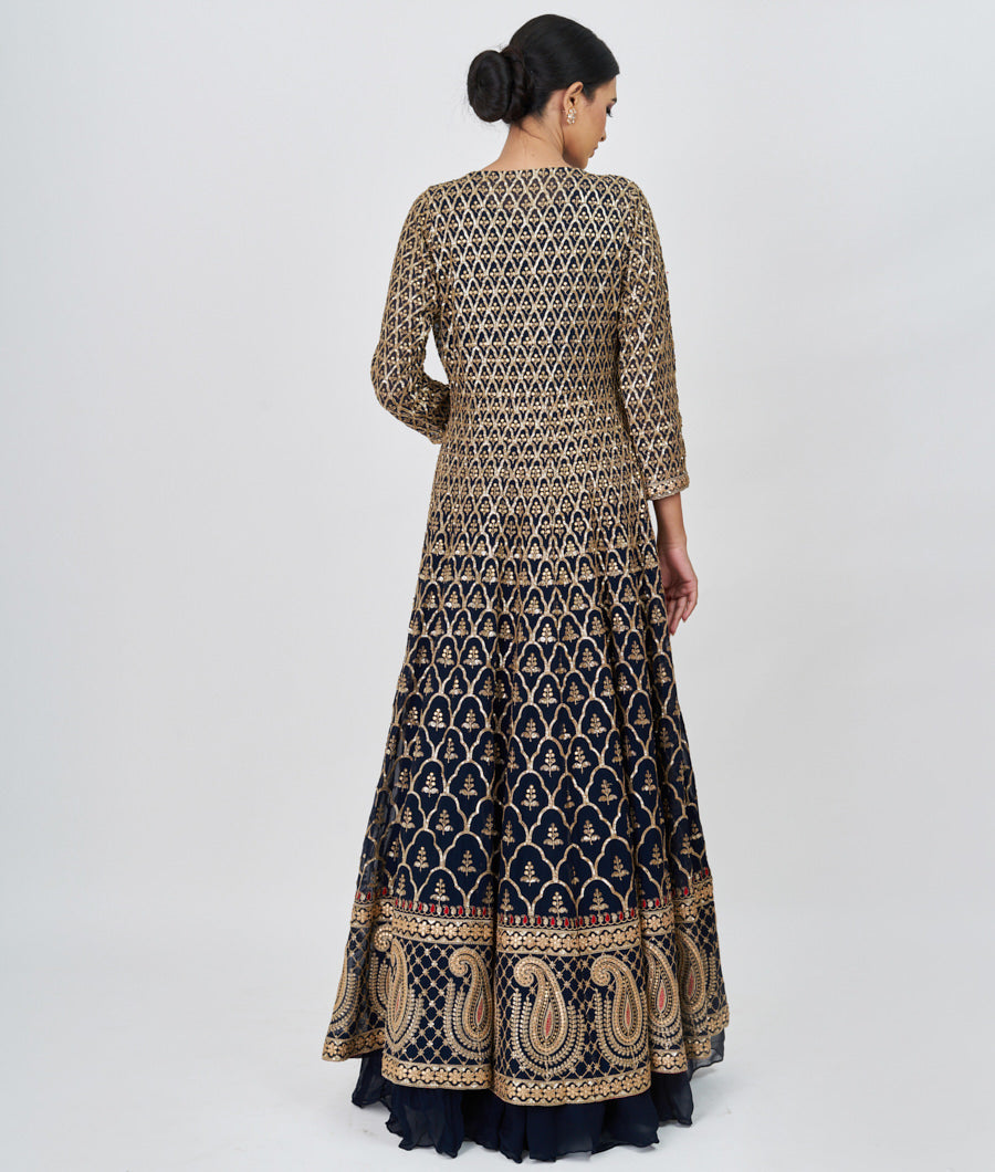 Navy Blue Zari Embroidery With Sequins And Gota Patti Work  Salwar Kameez