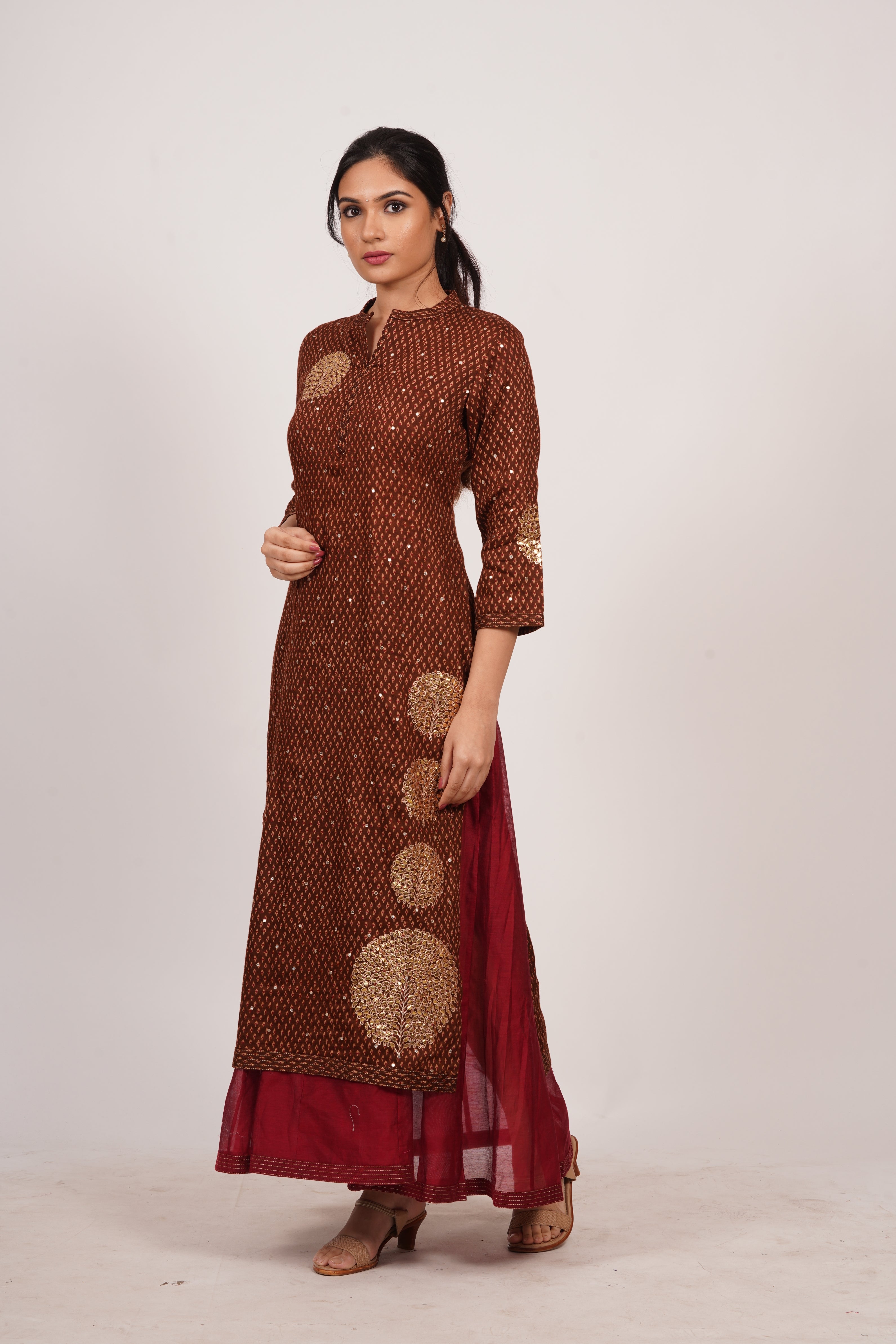 Brown/Maroon Kurti - kaystore.in