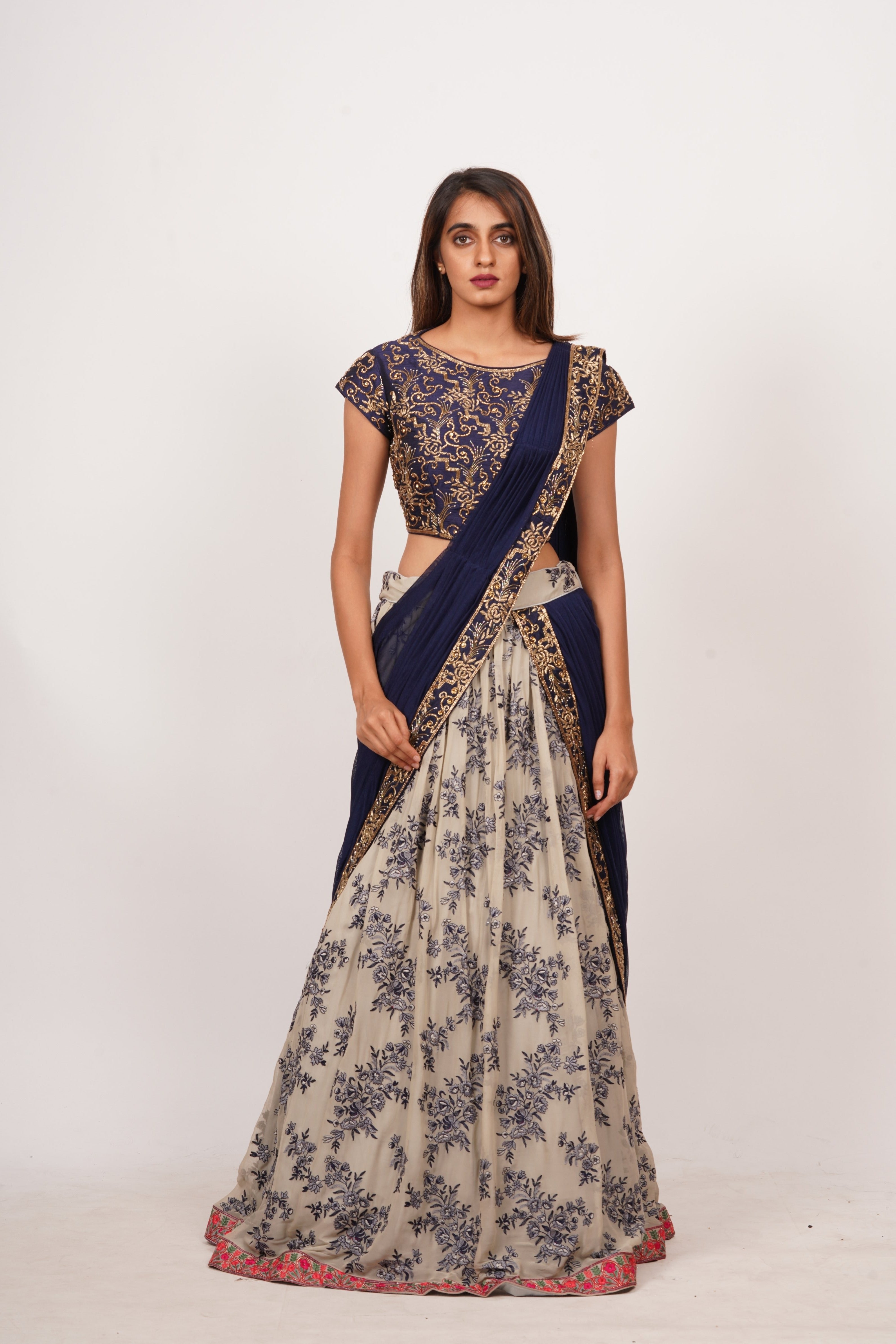 Blue/Grey Lehenga Choli - kaystore.in