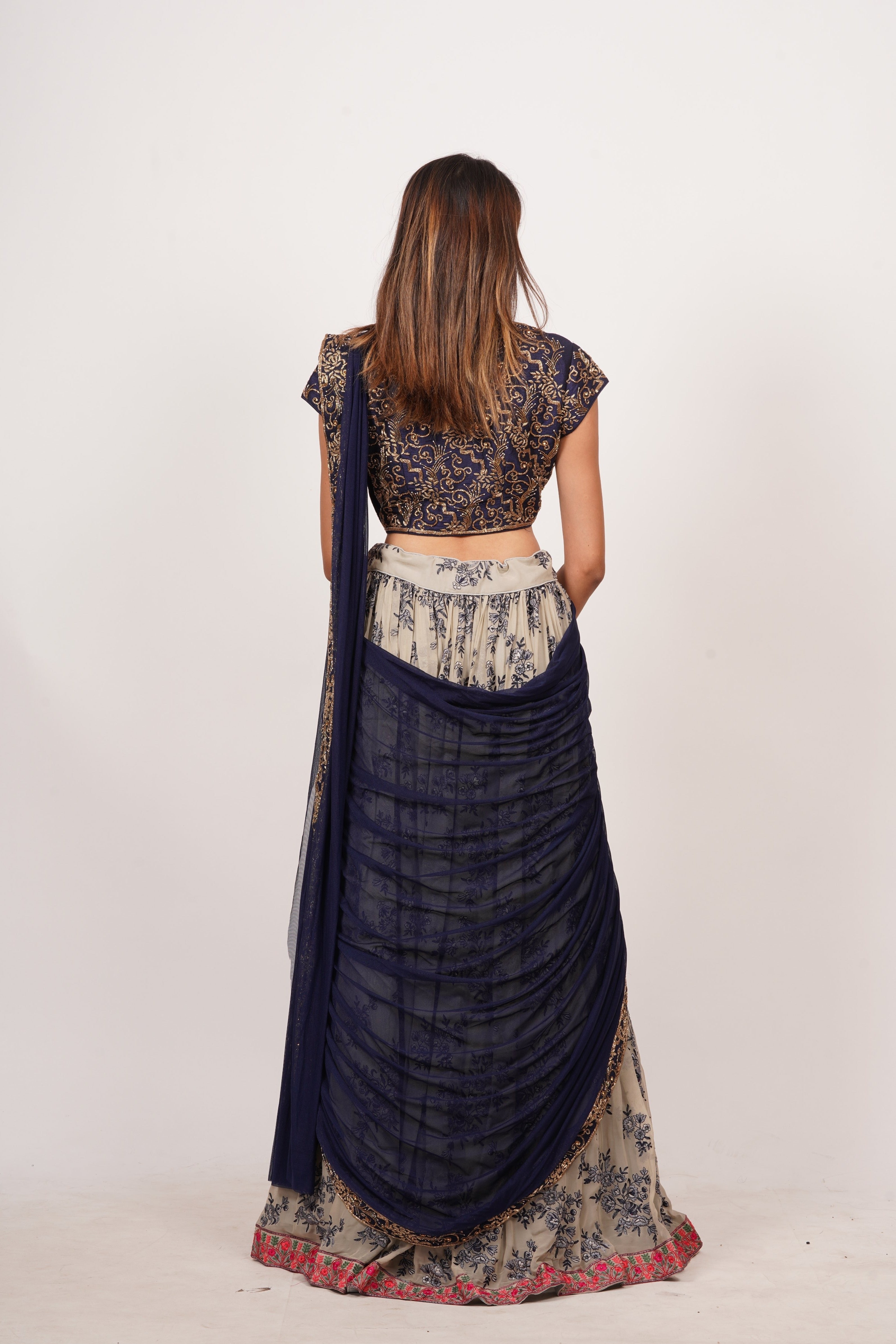 Blue/Grey Lehenga Choli - kaystore.in