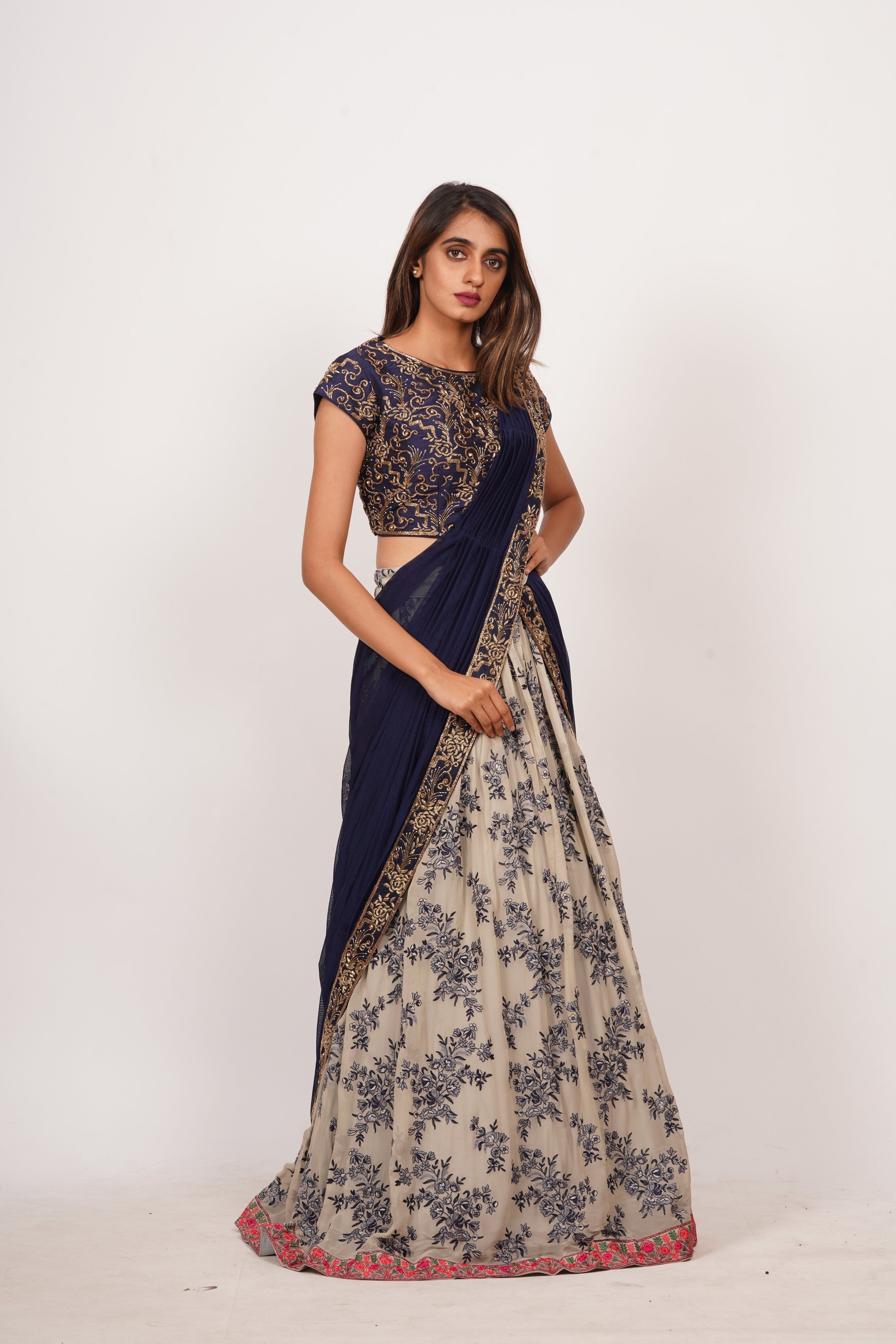 Blue/Grey Lehenga Choli - kaystore.in