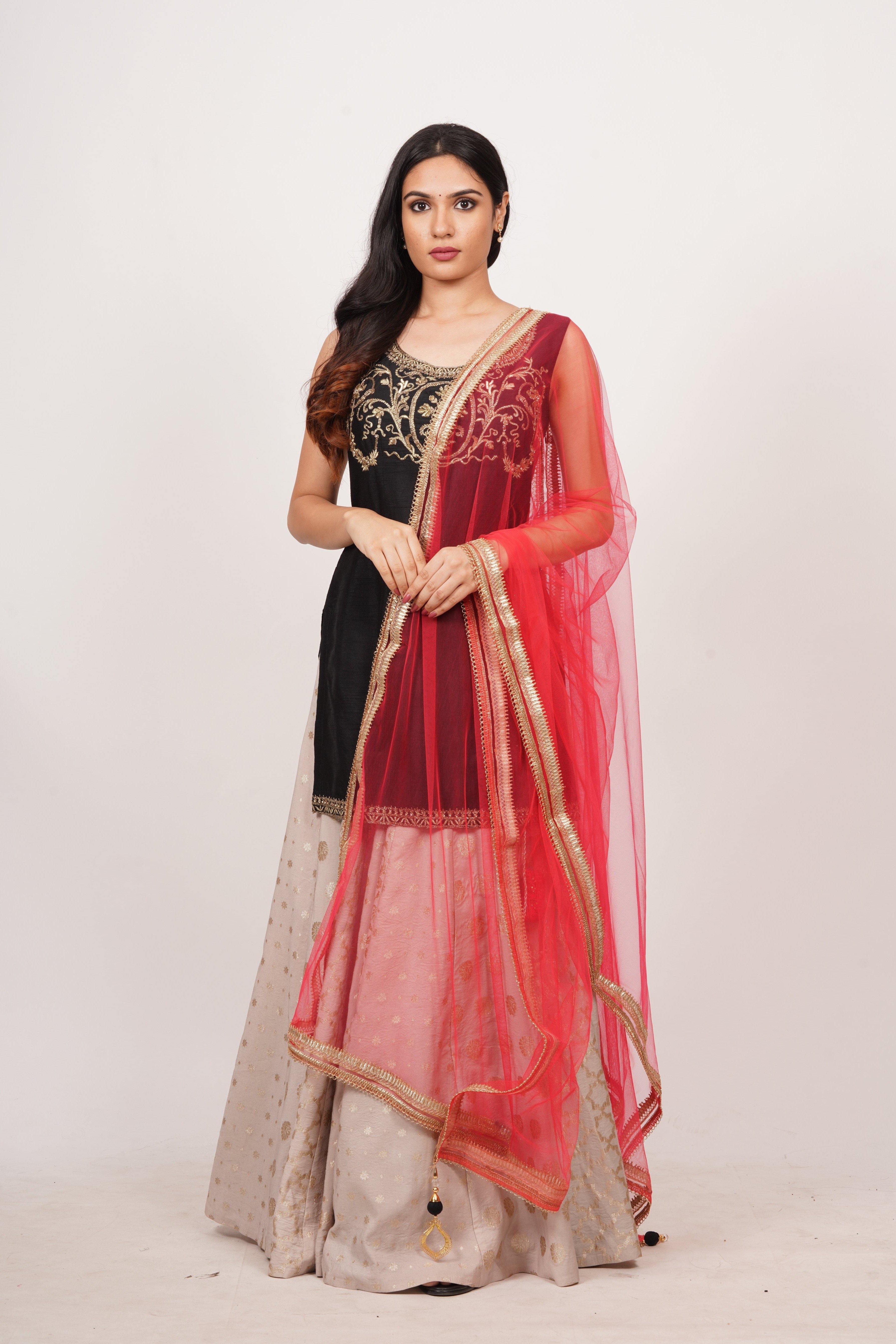 Black/Grey Lehenga Choli - kaystore.in