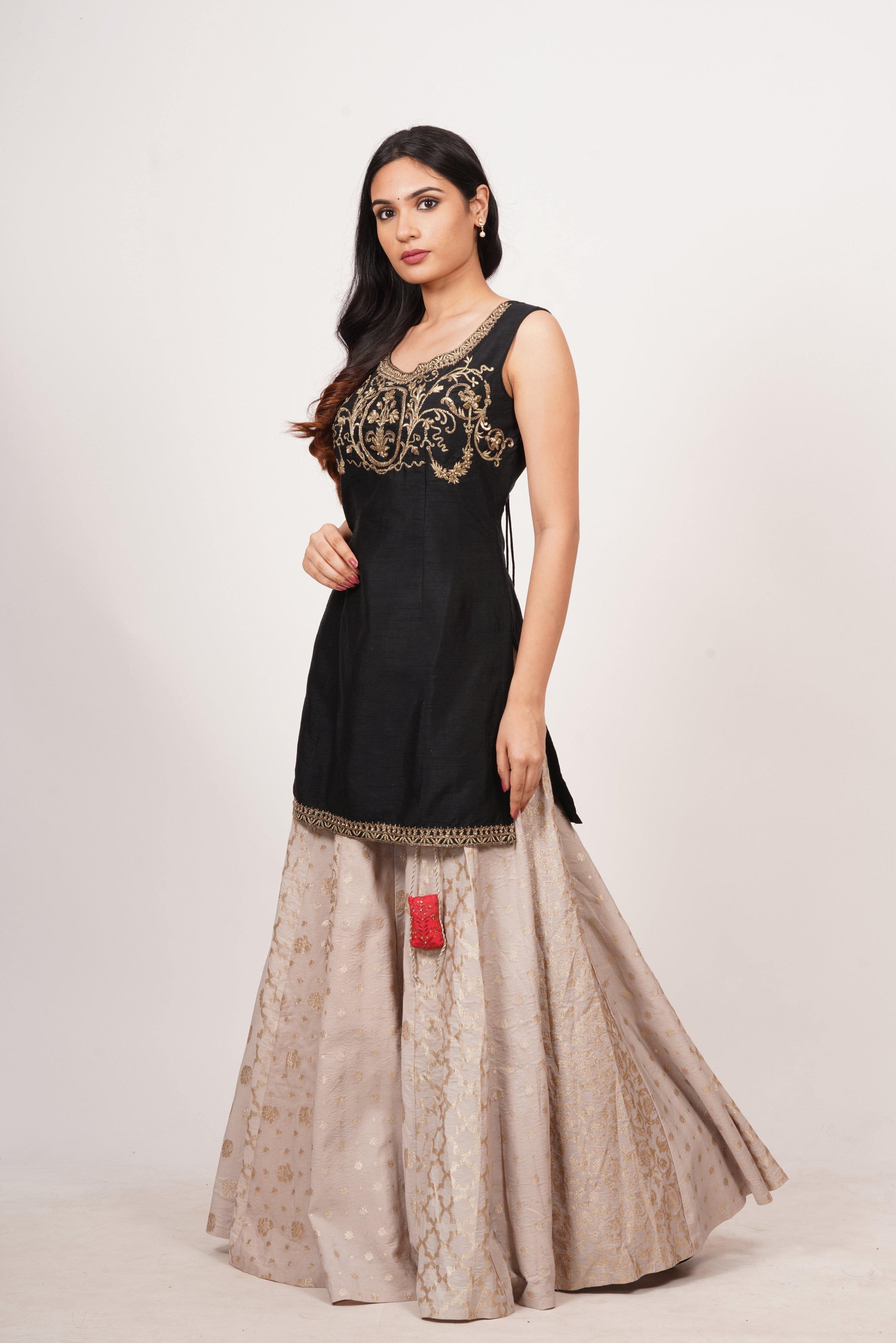 Black/Grey Lehenga Choli - kaystore.in