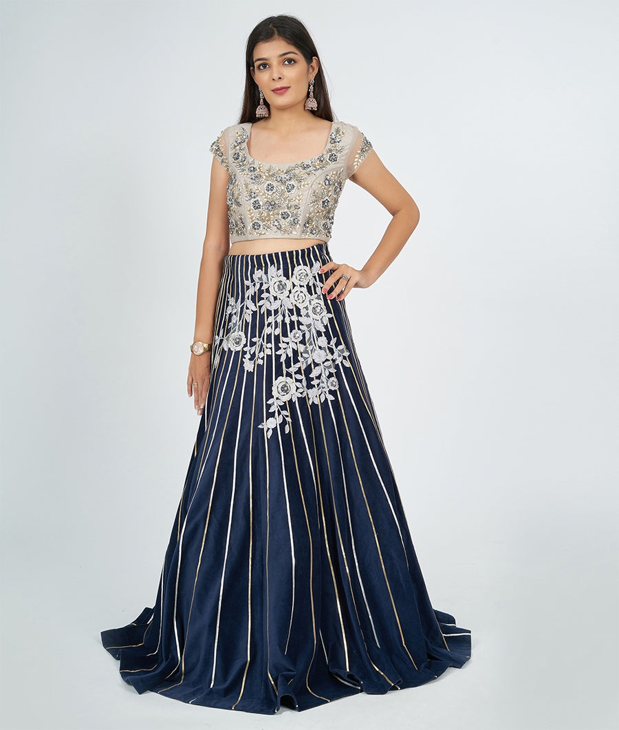 Navy Blue Lehenga - kaystore.in