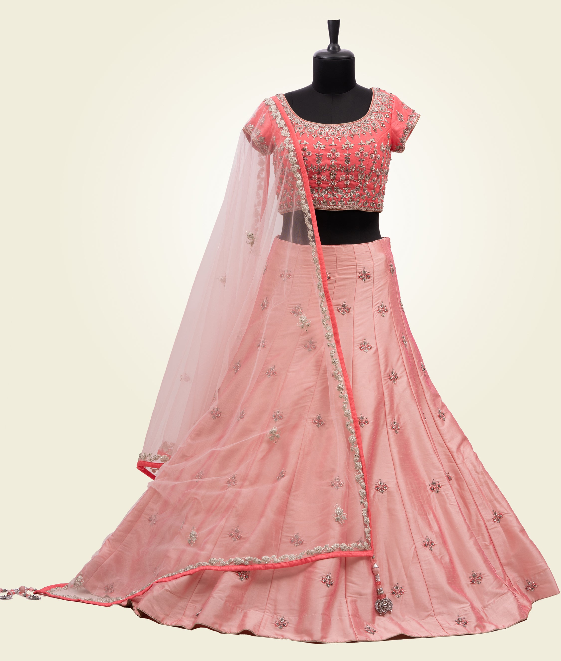 Pink and Peach Lehenga Choli with Handwork - kaystore.in