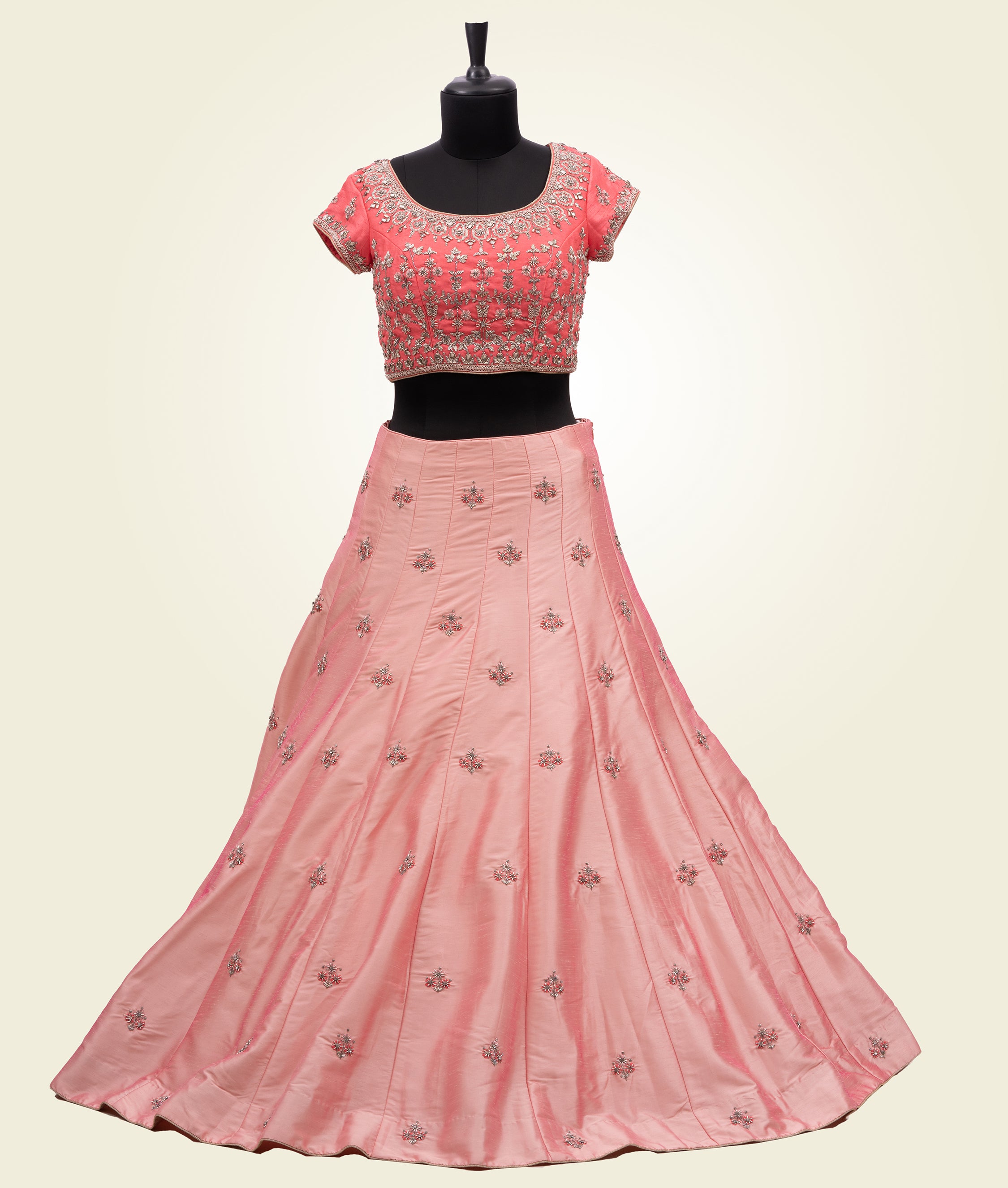 Pink and Peach Lehenga Choli with Handwork - kaystore.in