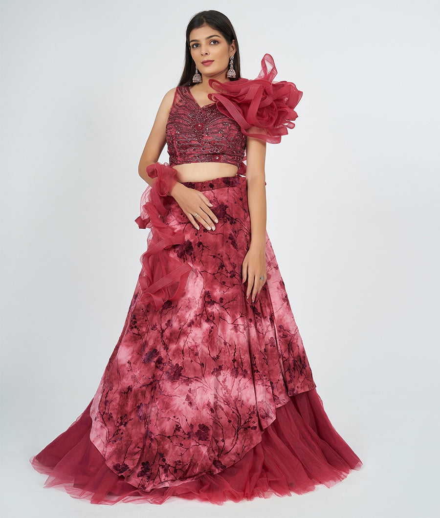 Maroon Lehenga - kaystore.in