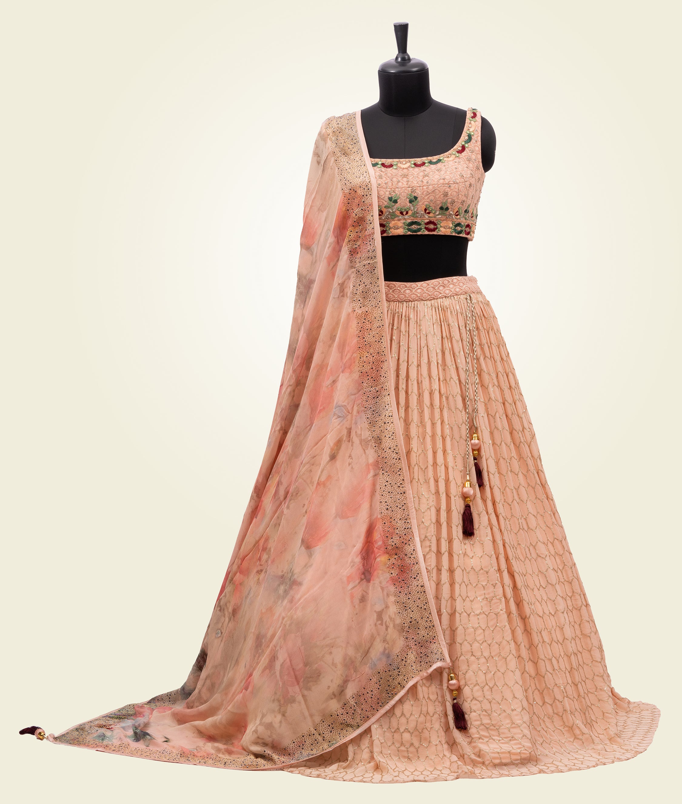 Peach Lehenga Choli in Georgette - kaystore.in