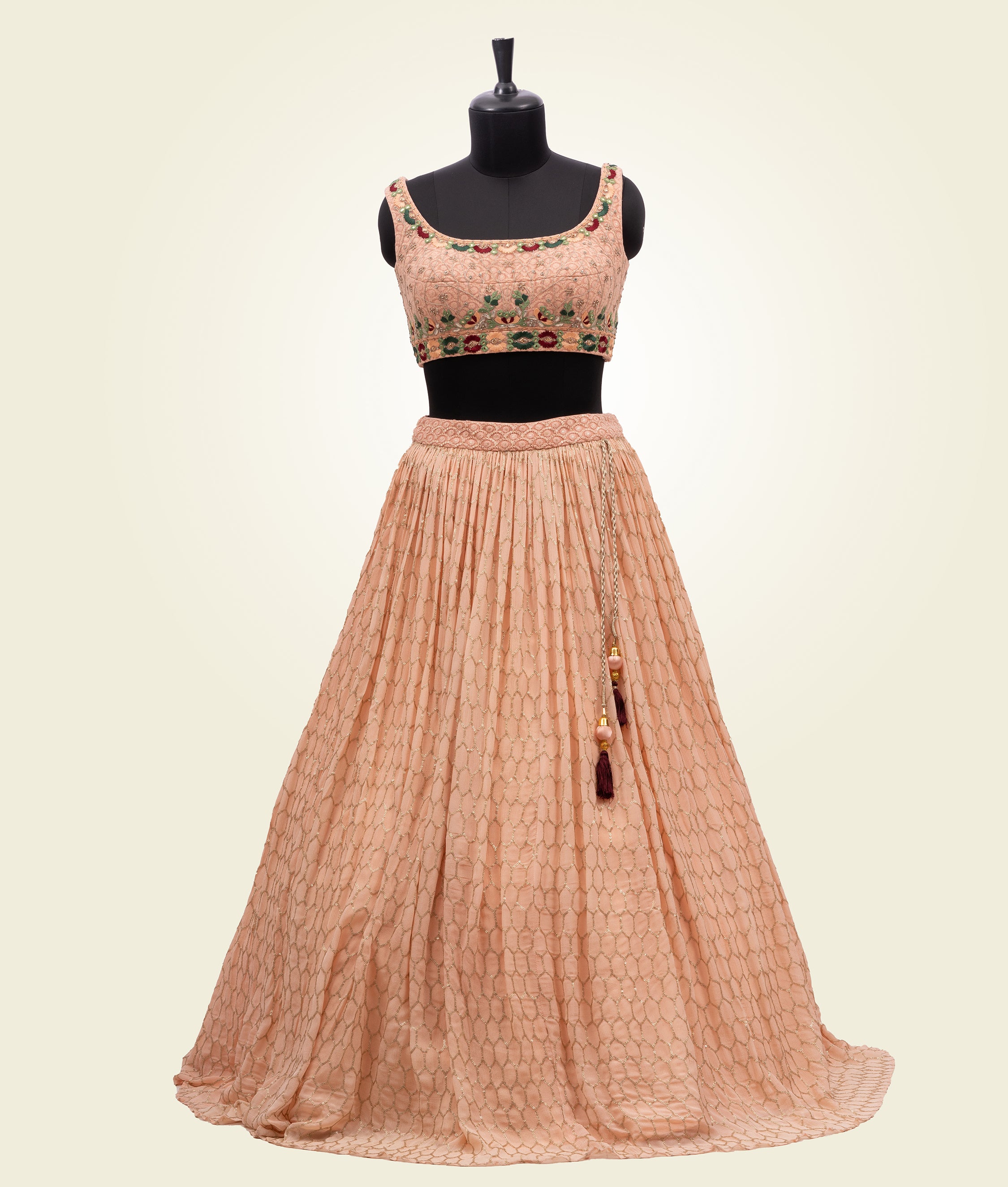 Peach Lehenga Choli in Georgette - kaystore.in