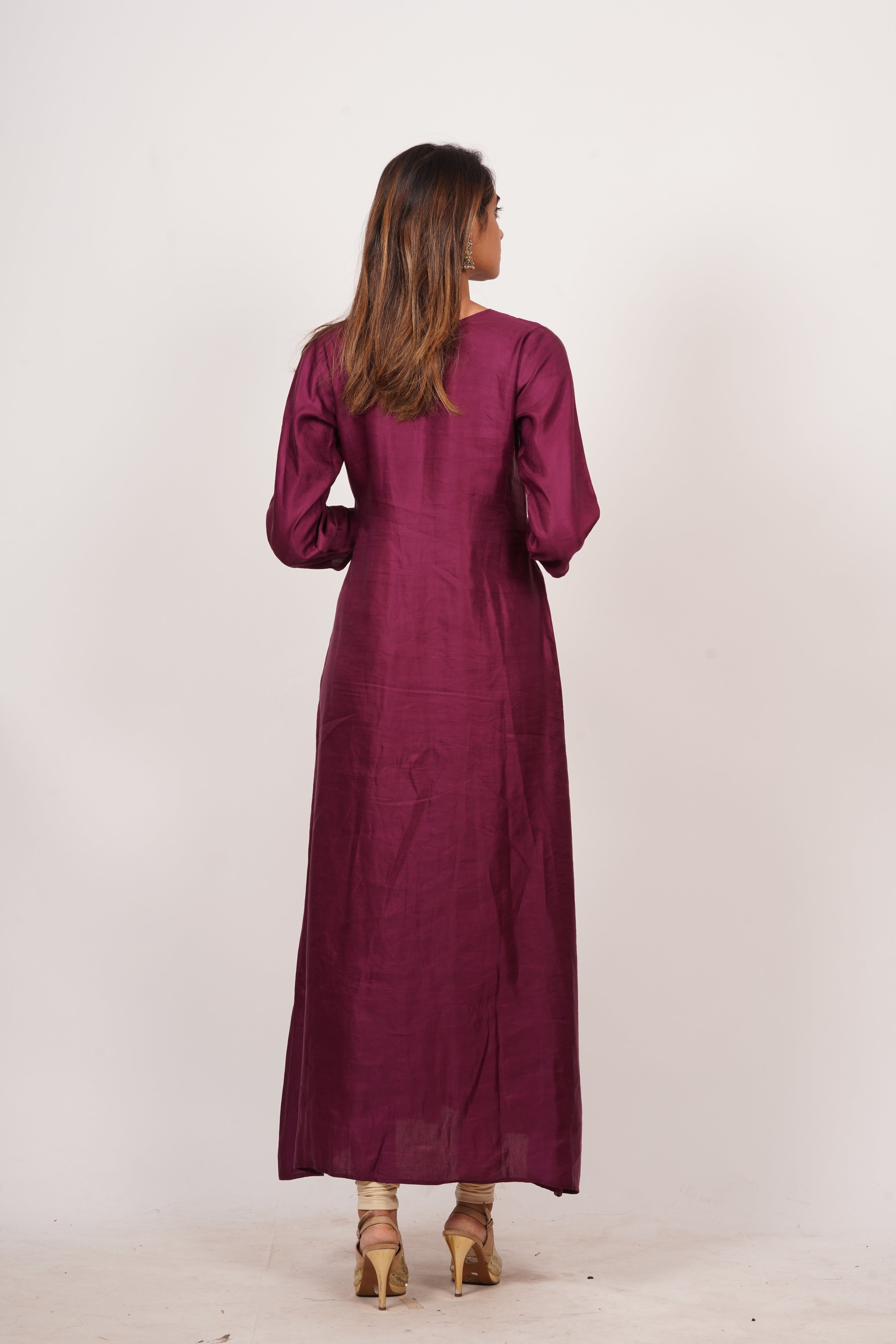 Wine Kurti in Soft Silk - kaystore.in