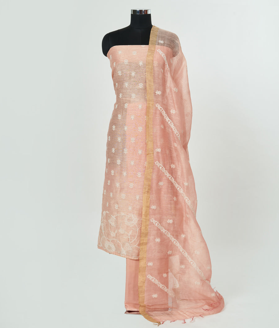 Lite Peach Unstitched Salwar - kaystore.in