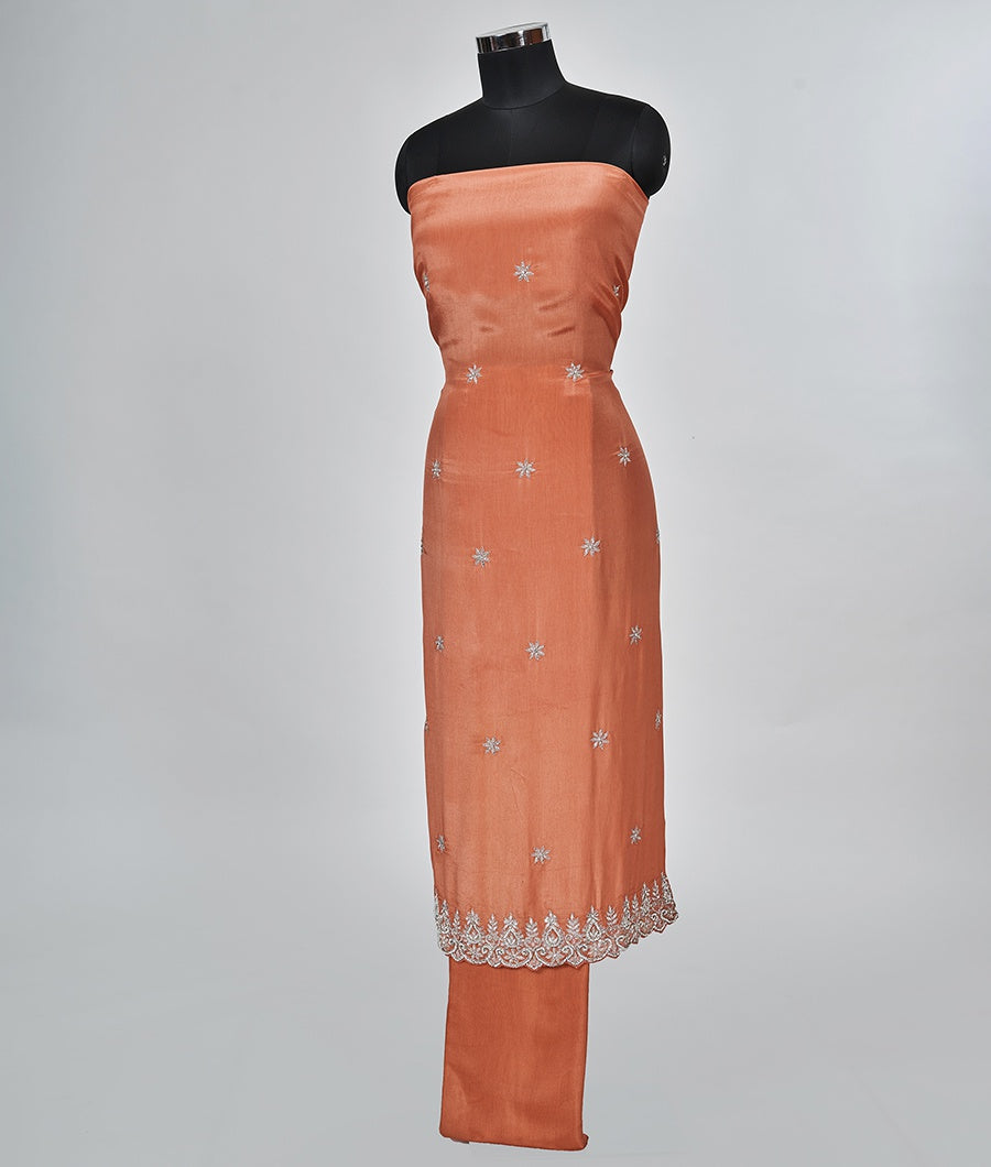 Peach Orange Unstitched Salwar - kaystore.in