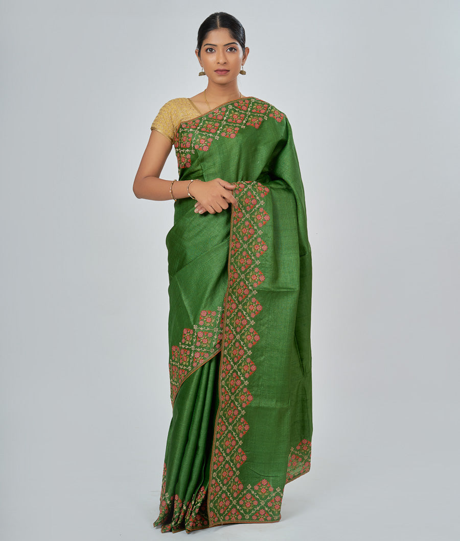 Green Tussar Saree - kaystore.in