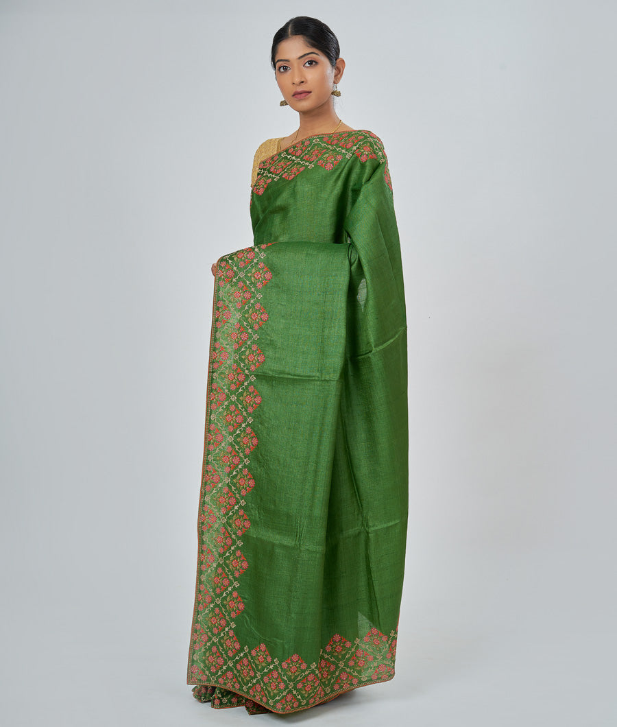 Green Tussar Saree - kaystore.in