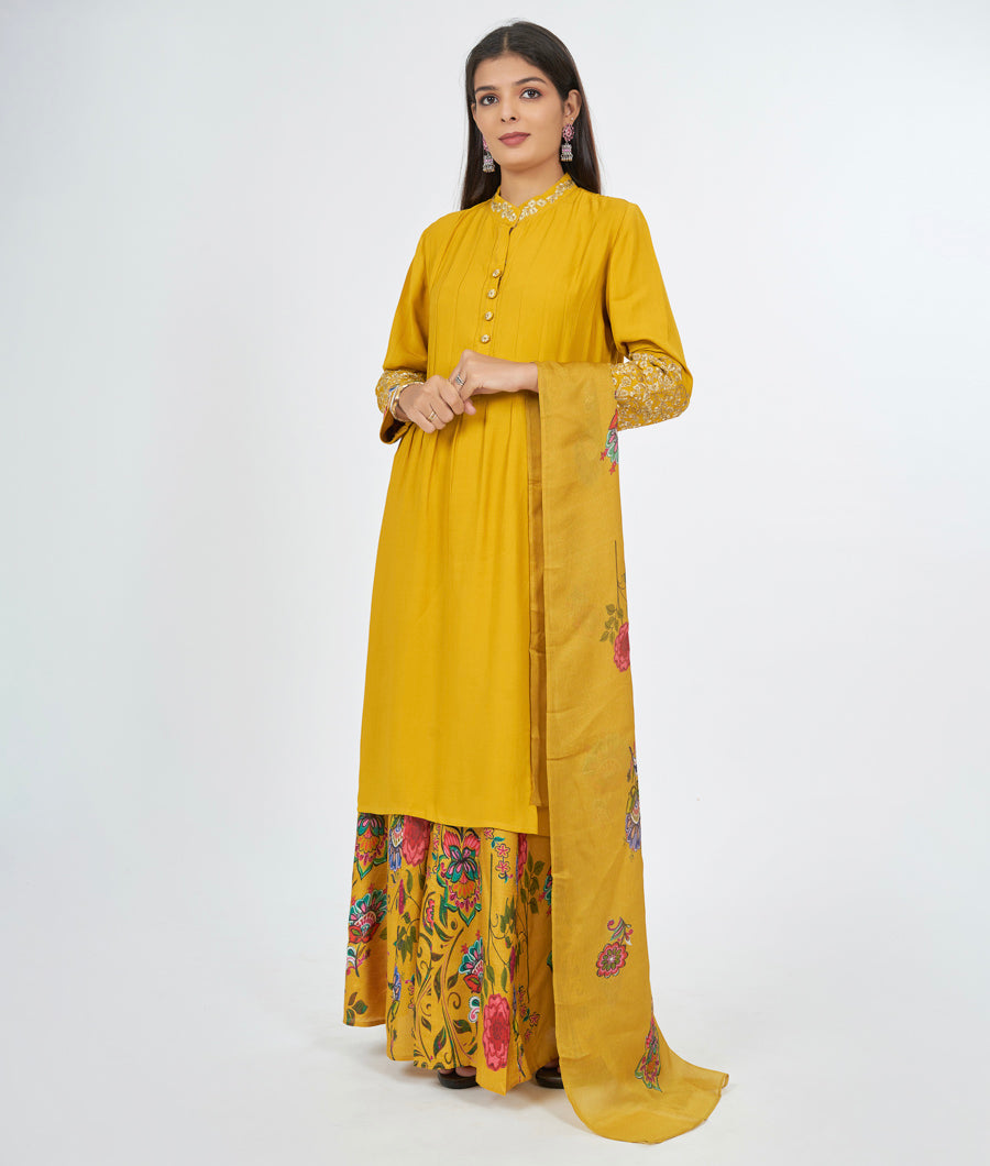 Mustard Salwar Kameez Plazo Set - kaystore.in