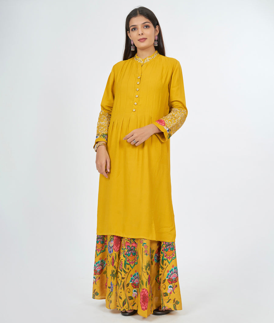 Mustard Salwar Kameez Plazo Set - kaystore.in