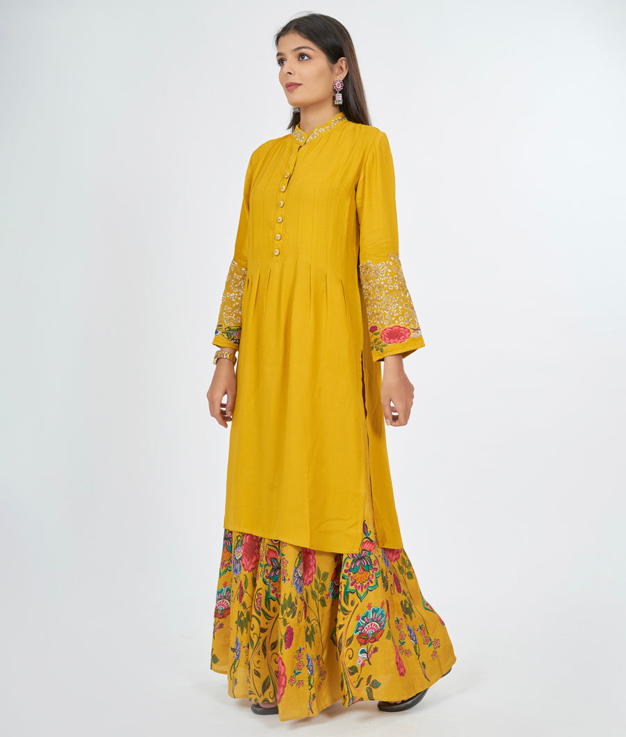 Mustard Salwar Kameez Plazo Set - kaystore.in