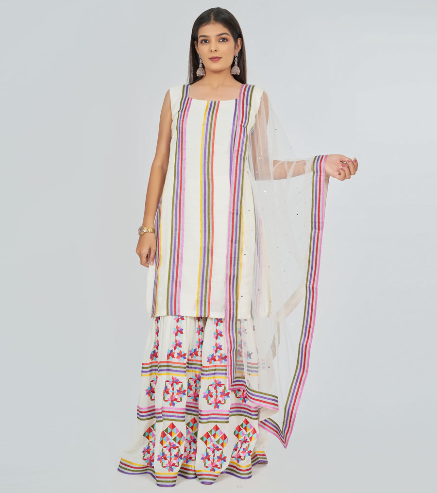 Offwhite Salwar Kameez Sharara - kaystore.in