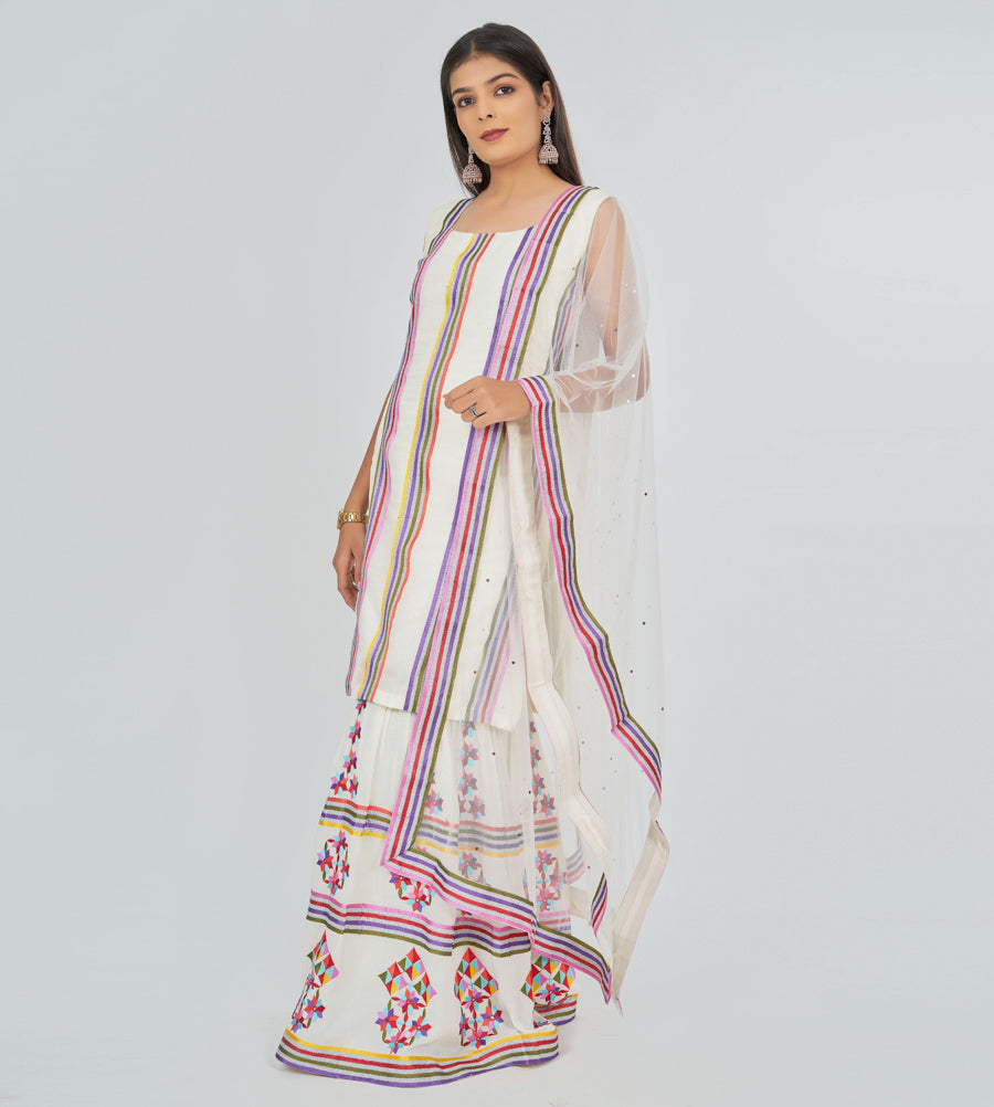 Offwhite Salwar Kameez Sharara - kaystore.in