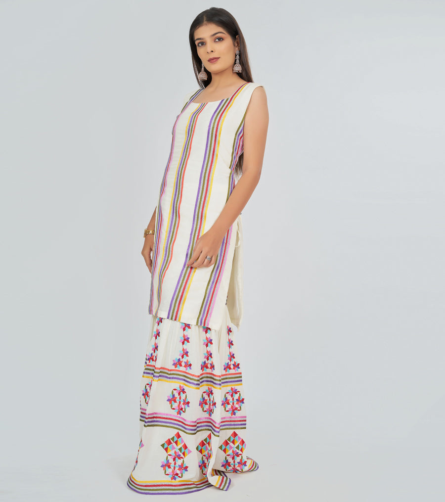 Offwhite Salwar Kameez Sharara - kaystore.in