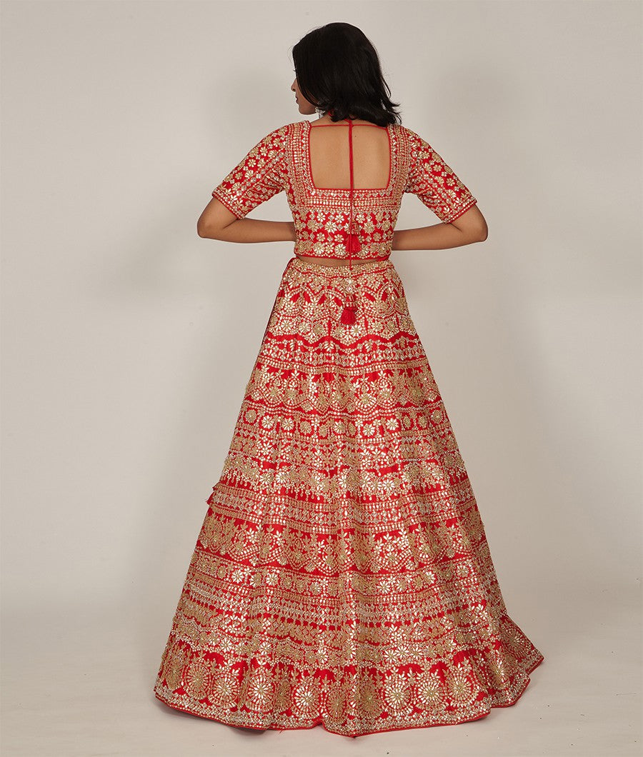 Red Rawsilk Lehenga - kaystore.in