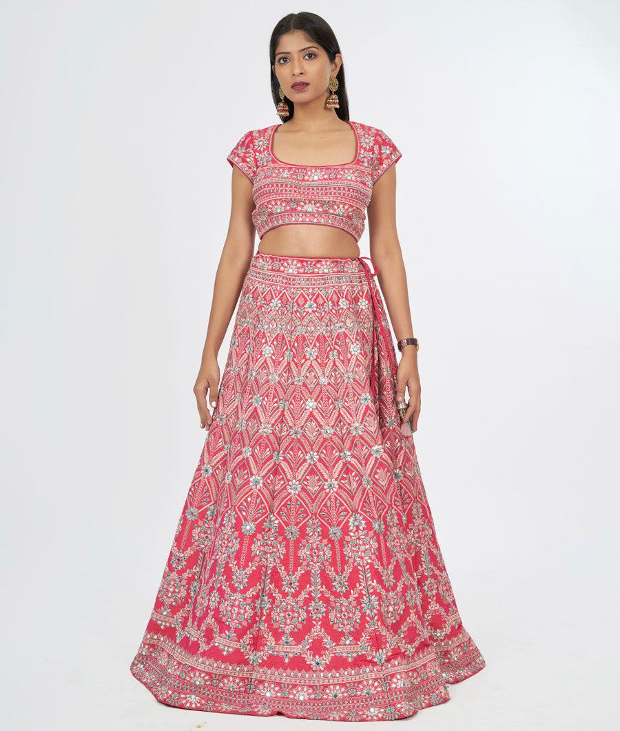 Coral Pink Lehenga - kaystore.in