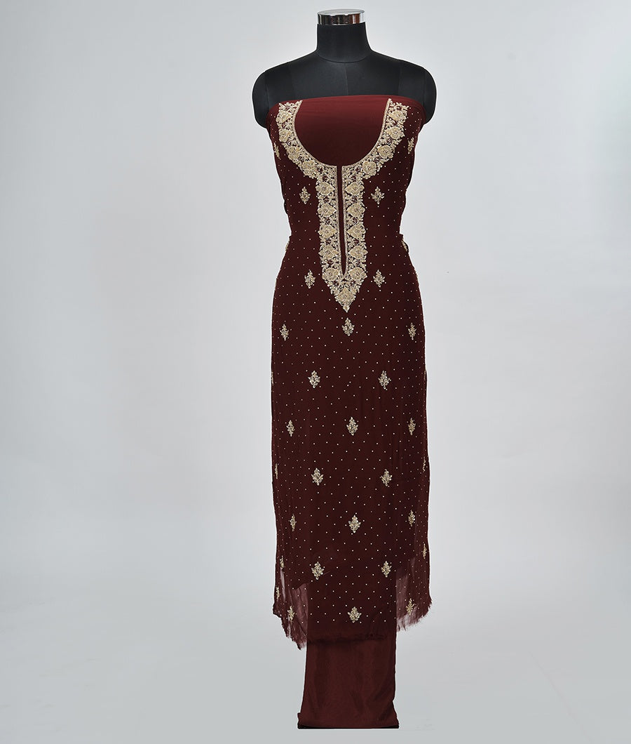 Maroon Unstitched Salwar - kaystore.in