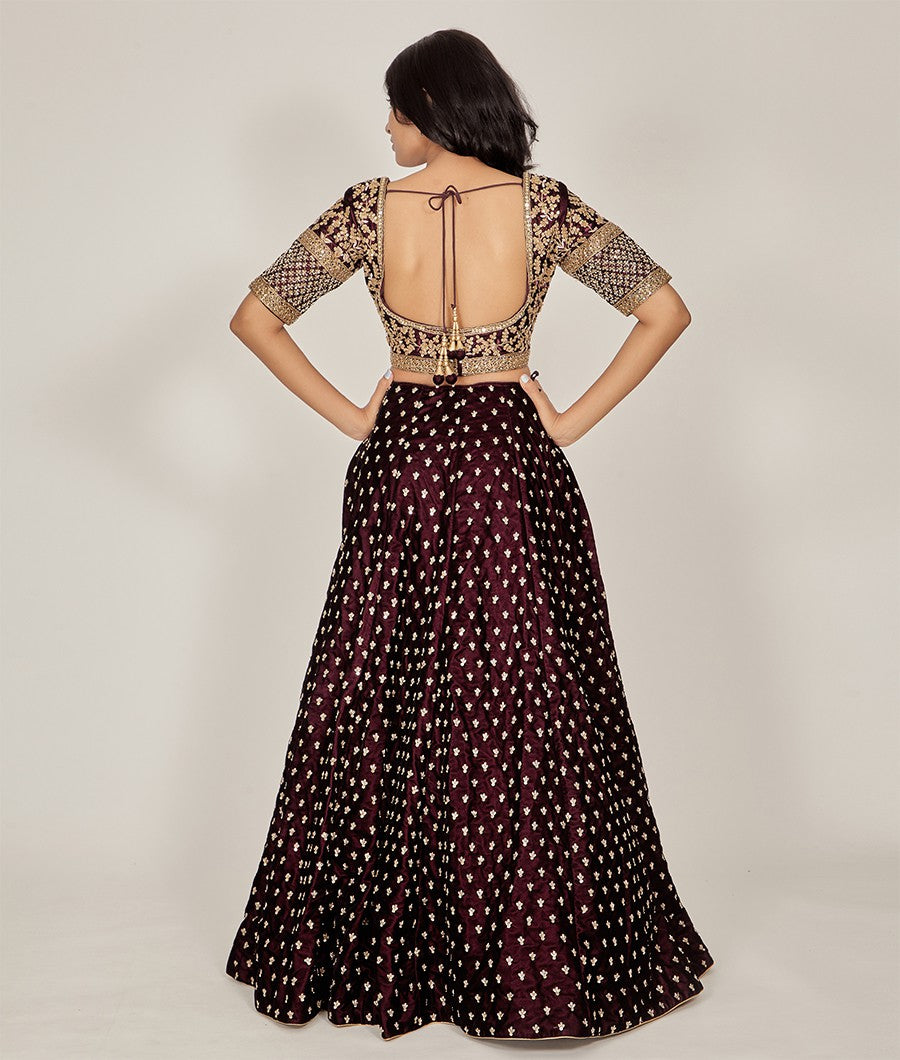 Wine Lehenga Zari - kaystore.in