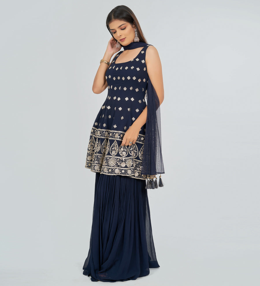 Navy Blue Salwar Kameez Peplum - kaystore.in