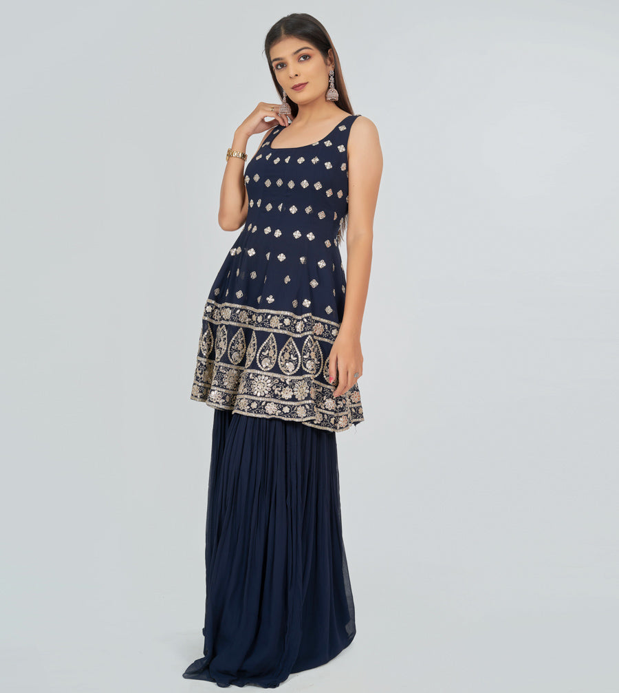 Navy Blue Salwar Kameez Peplum - kaystore.in