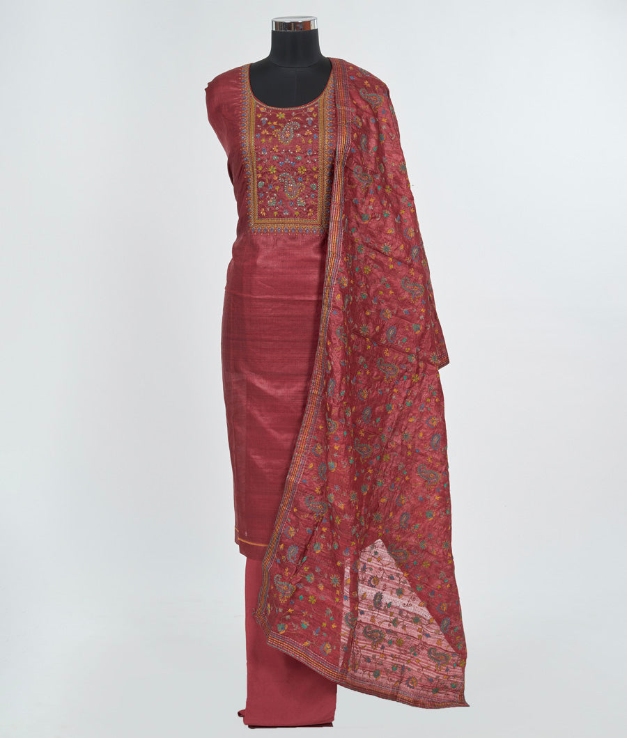 Dark Rust Unstitched Salwar - kaystore.in