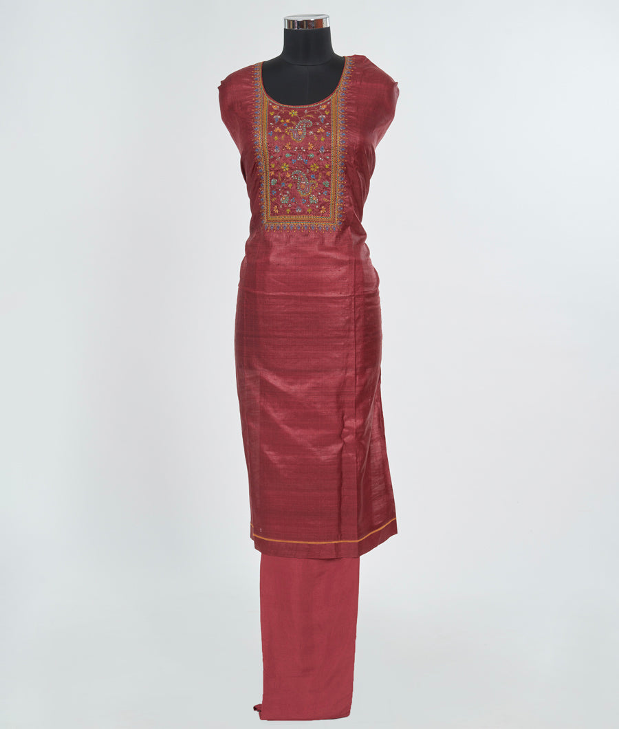 Dark Rust Unstitched Salwar - kaystore.in