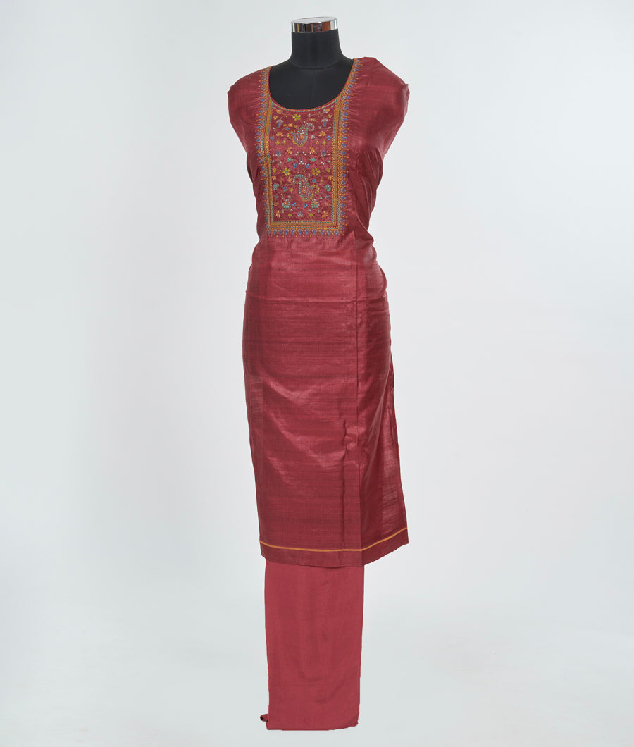 Dark Rust Unstitched Salwar - kaystore.in