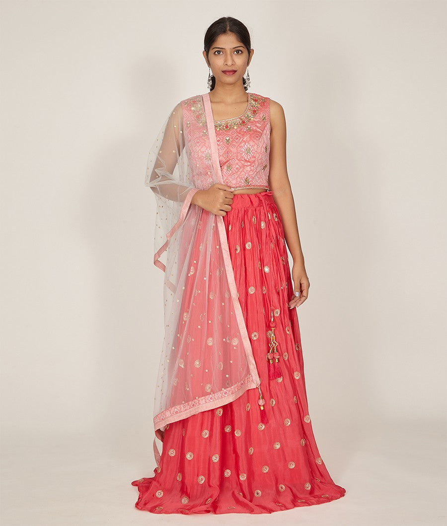 Pink Chiffon Lehenga - kaystore.in