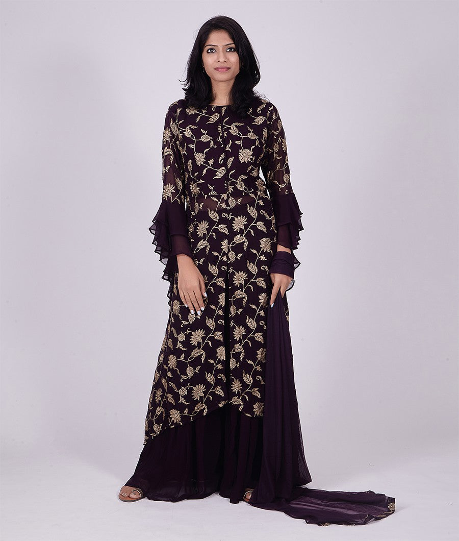 Peacock Blue Salwar Kameez Straight Cut - kaystore.in