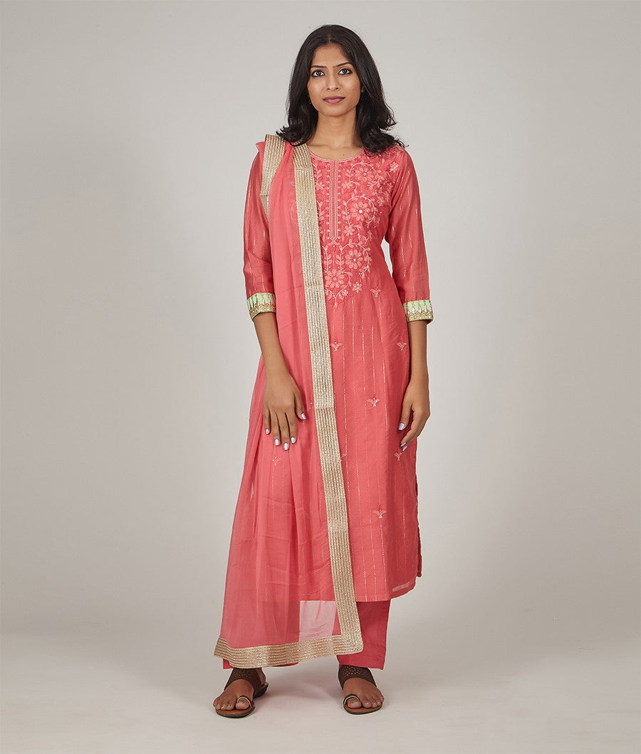 Coral Pink Salwar Kameez - kaystore.in