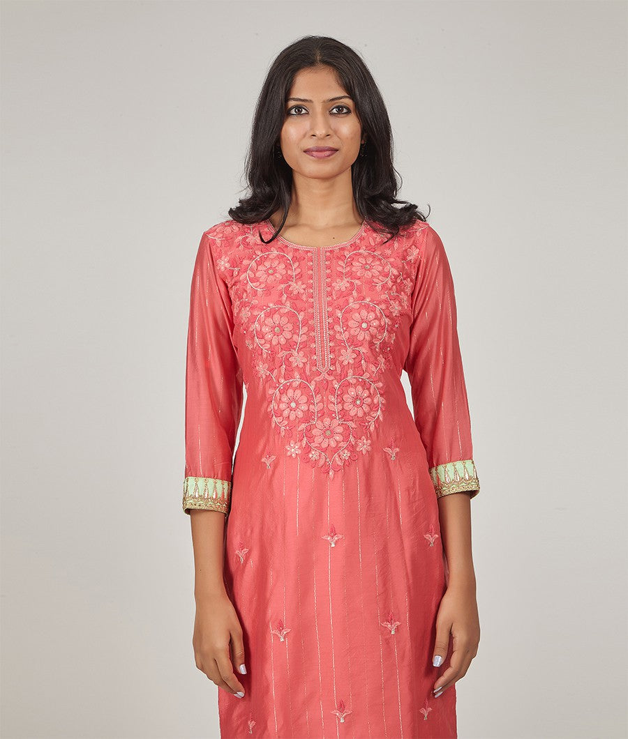 Coral Pink Salwar Kameez - kaystore.in