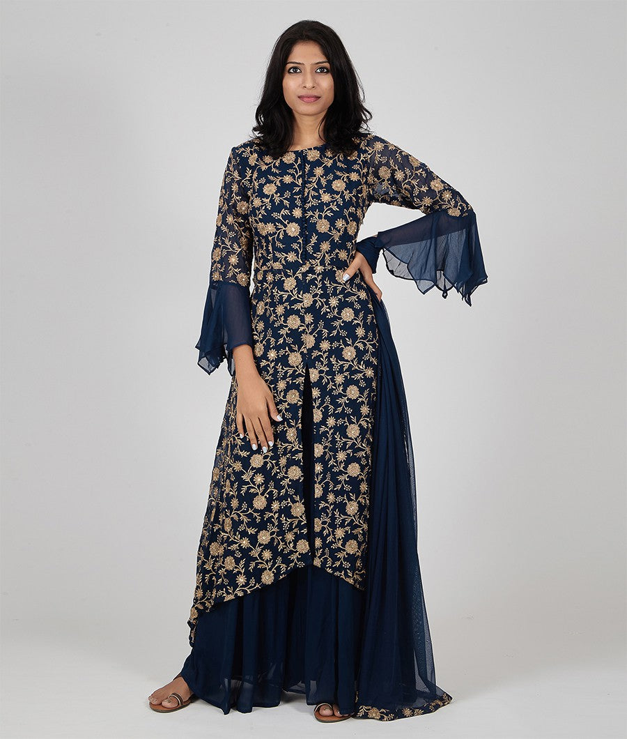 Wine Salwar Kameez Straight Cut - kaystore.in