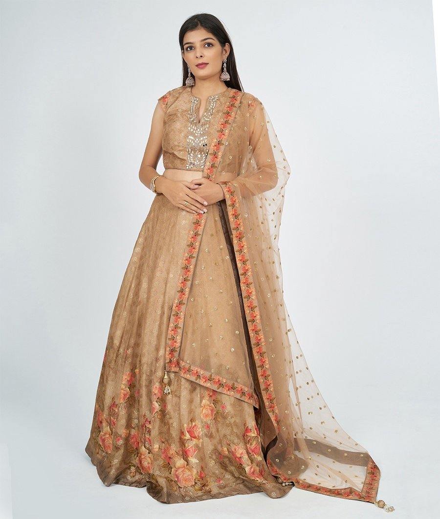 Beige Gold Lehenga - kaystore.in