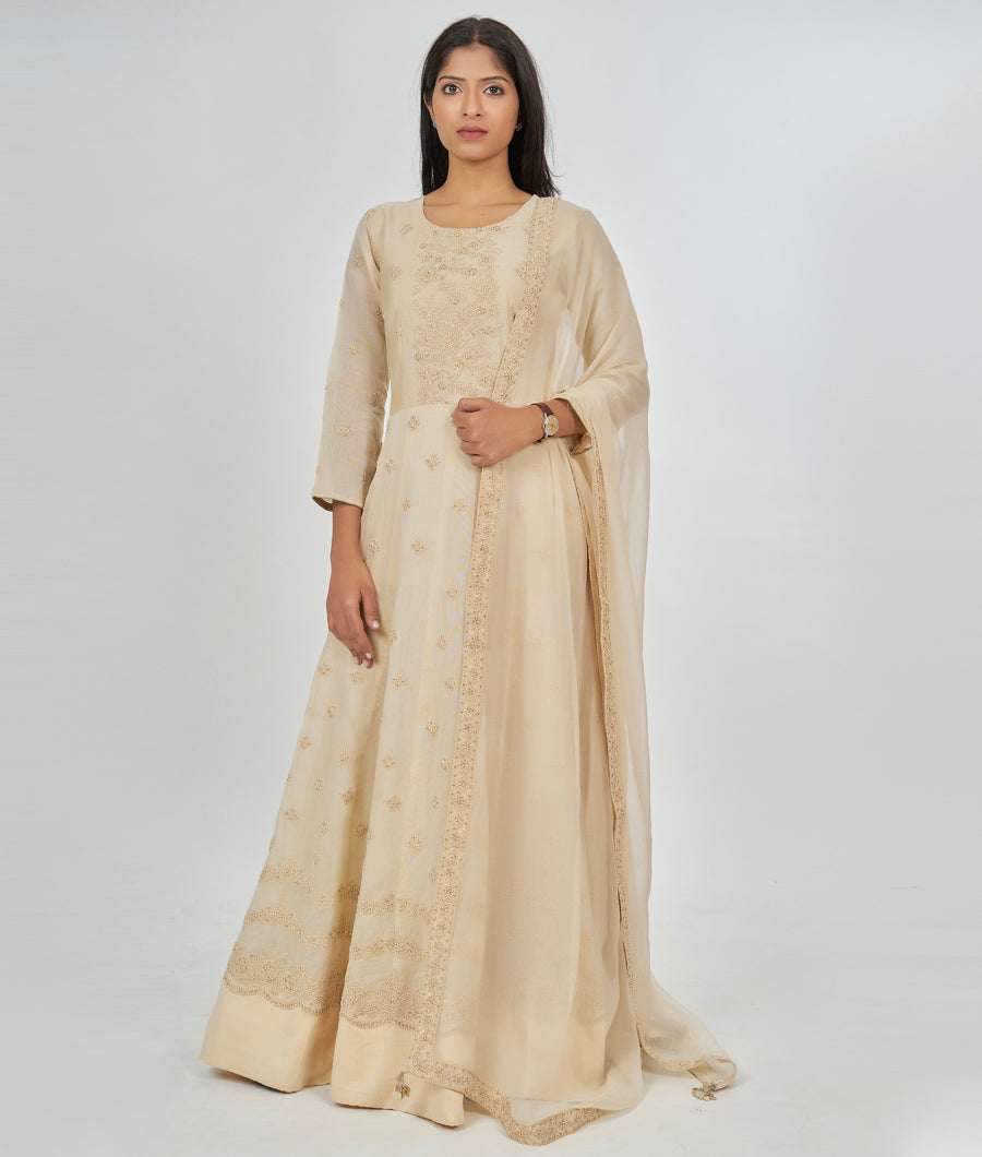 Cream Salwar Kameez Anarkali - kaystore.in