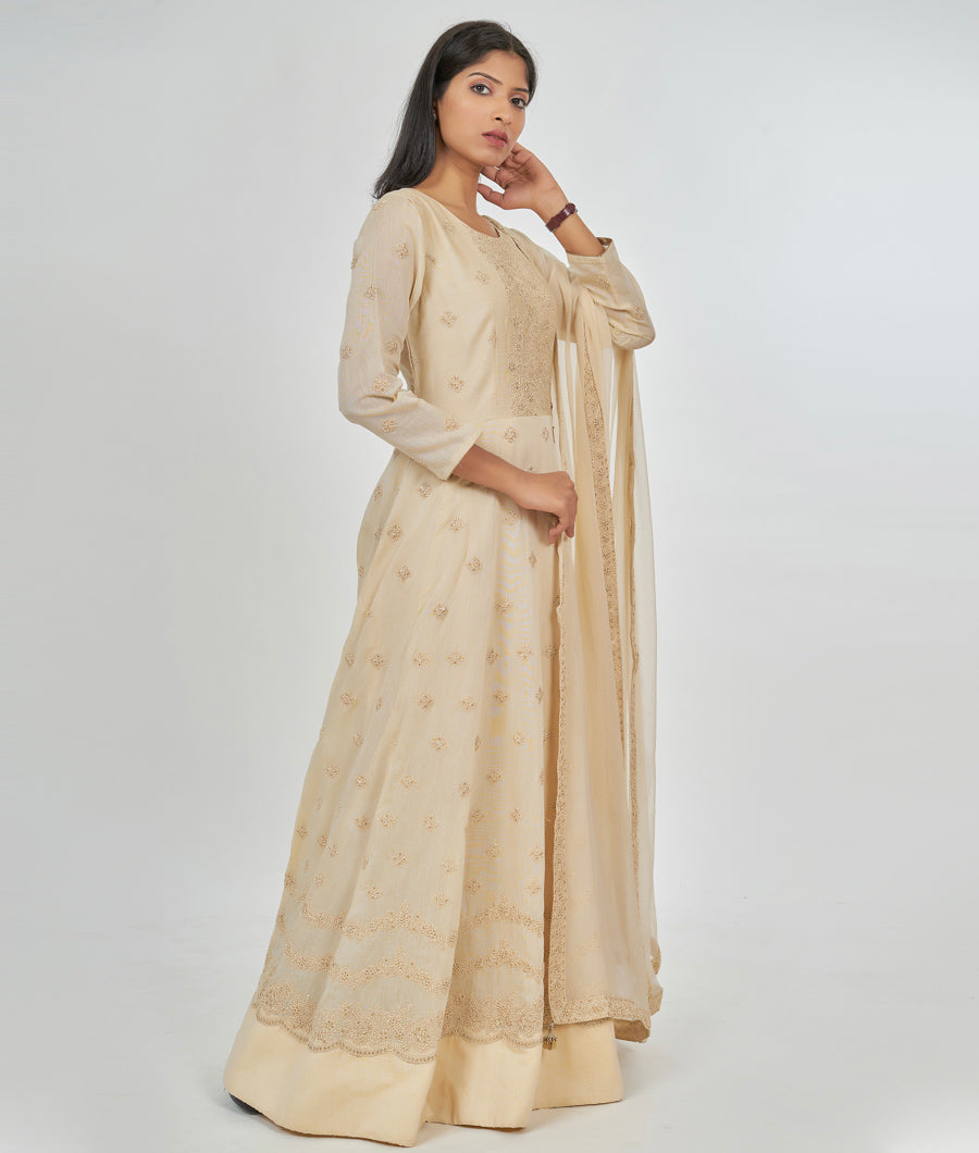 Cream Salwar Kameez Anarkali - kaystore.in