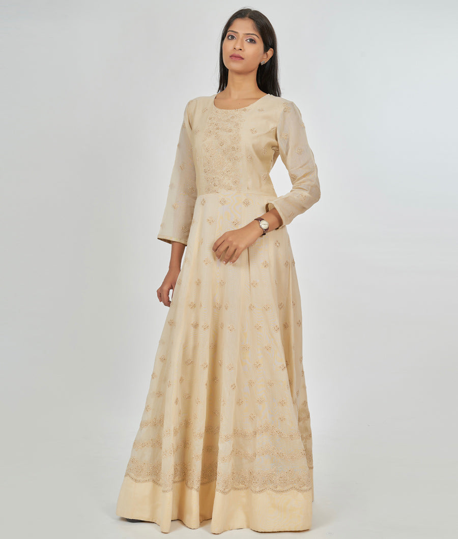 Cream Salwar Kameez Anarkali - kaystore.in