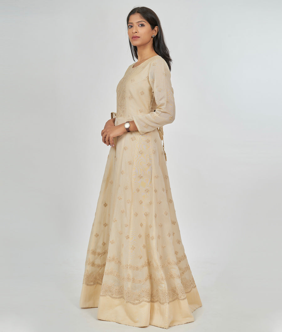 Cream Salwar Kameez Anarkali - kaystore.in