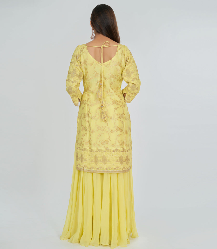 Yellow Salwar Kameez Plazo Set - kaystore.in