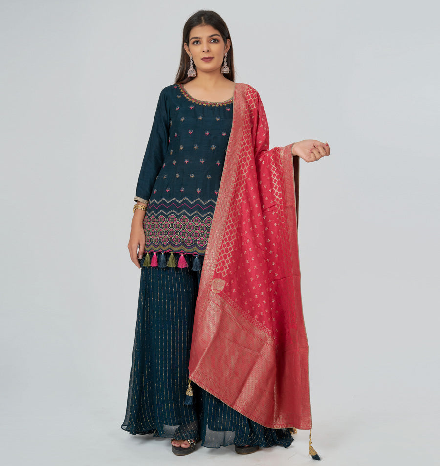 Dark Blue Salwar Kameez Plazo Set - kaystore.in