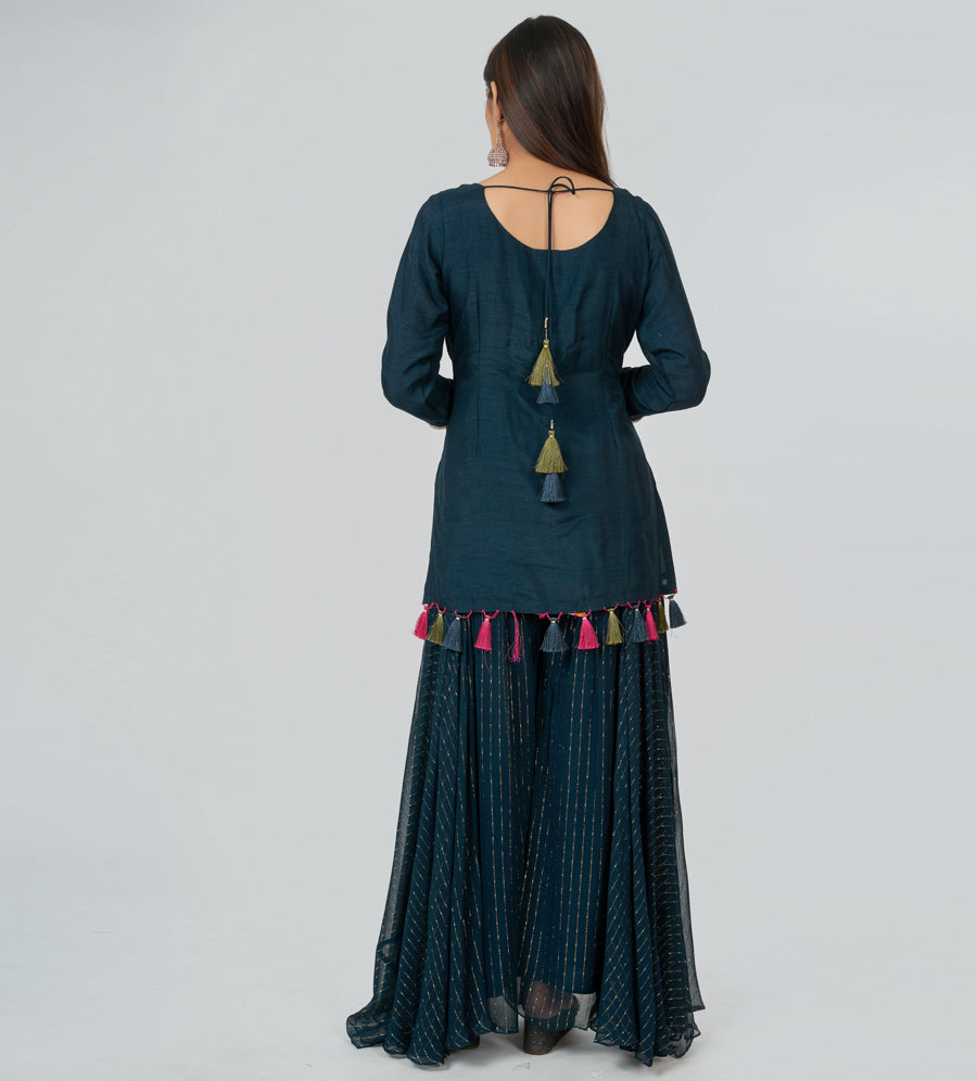 Dark Blue Salwar Kameez Plazo Set - kaystore.in