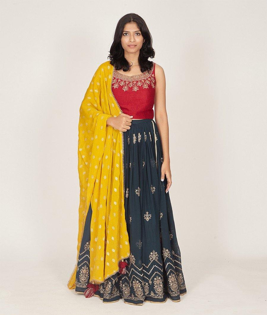 Blue Georgette Lehenga - kaystore.in