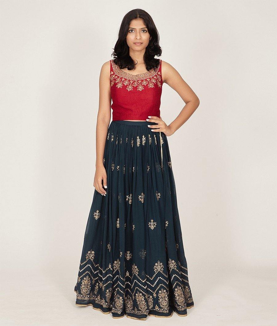 Blue Georgette Lehenga - kaystore.in