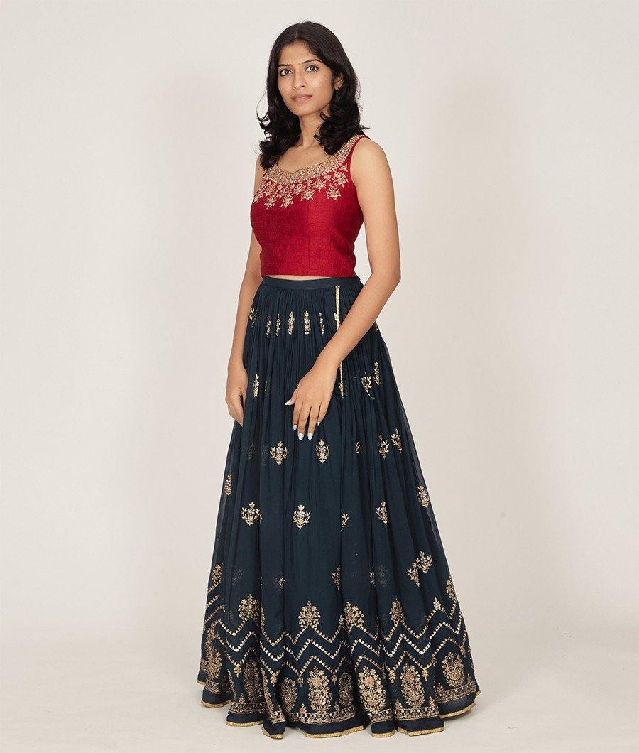 Blue Georgette Lehenga - kaystore.in