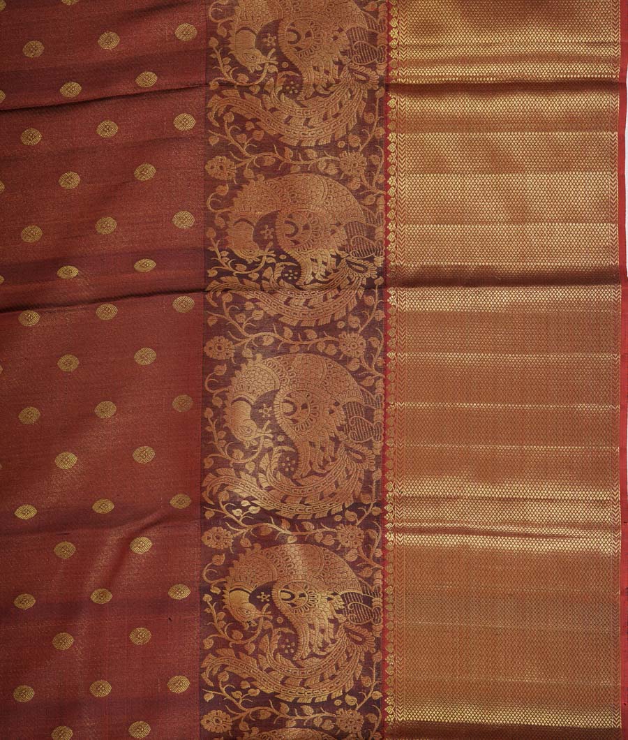 Wine Kanchipuram Saree Gold Zari - kaystore.in